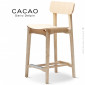 Tabouret bois de cuisine design CACAO, structure 4 pieds en bois de Frêne avec repose pieds inox, vernis naturel ou teinté.|Tabouret|100chaises