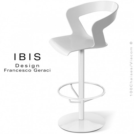 Tabouret de bar design IBIS, piètement colonne centrale chromé brillant ou peint, assise pivotante couleur avec coussin.|Tabouret|100chaises
