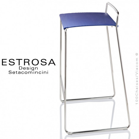 Tabouret de bar ESTROSA-80 piétement type luge en acier chromé ou peint, assise fonte d'aluminium couleur - Lot de 2 pièces.|Tabouret|100chaises Tabouret de bar ESTROSA-80 piétement type luge en acier chromé ou peint, assise fonte d'aluminium couleur - Lot de 2 pièces.|Tabouret|100chaises