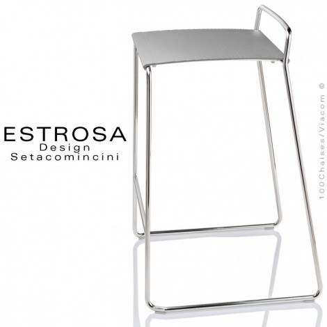 Tabouret de cuisine ESTROSA-67, piétement luge acier chromé ou peint, assise fonte d'aluminium couleur - Lot de 2 pièces.|Tabouret|100chaises Tabouret de cuisine ESTROSA-67, piétement luge acier chromé ou peint, assise fonte d'aluminium couleur - Lot de 2 pièces.|Tabouret|100chaises