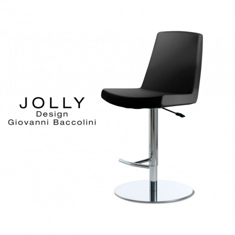 Tabouret de bar JOLLY assise garnis, habillage cuir piétement chromé|Tabouret|100chaises Tabouret de bar JOLLY assise garnis, habillage cuir piétement chromé|Tabouret|100chaises