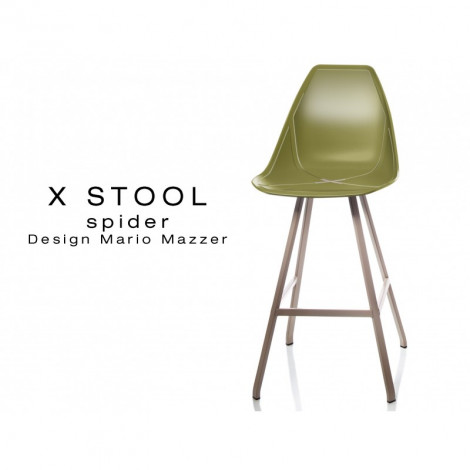 Tabouret de cuisine X-STOOL Spider 69 - piétement peint sable foncé assise coque - Lot de 2 tabourets|Tabouret|100chaises Tabouret de cuisine X-STOOL Spider 69 - piétement peint sable foncé assise coque - Lot de 2 tabourets|Tabouret|100chaises