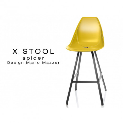 Tabouret de cuisine X-STOOL Spider 69 - piétement peint noir assise coque - Lot de 2 tabourets|Tabouret|100chaises Tabouret de cuisine X-STOOL Spider 69 - piétement peint noir assise coque - Lot de 2 tabourets|Tabouret|100chaises