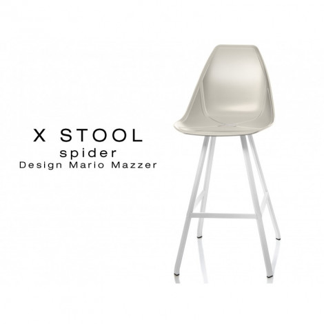 Tabouret de cuisine X-STOOL Spider 69 - piétement peint blanc assise coque - Lot de 2 tabourets|Tabouret|100chaises Tabouret de cuisine X-STOOL Spider 69 - piétement peint blanc assise coque - Lot de 2 tabourets|Tabouret|100chaises
