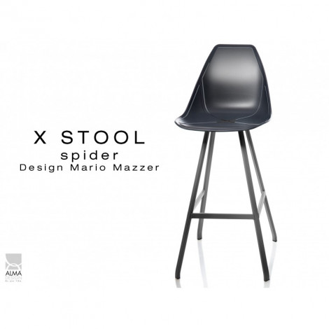 Tabouret de bar X-STOOL Spider 75 - piétement peint noir assise coque - Lot de 2 pièces.|Tabouret|100chaises Tabouret de bar X-STOOL Spider 75 - piétement peint noir assise coque - Lot de 2 pièces.|Tabouret|100chaises