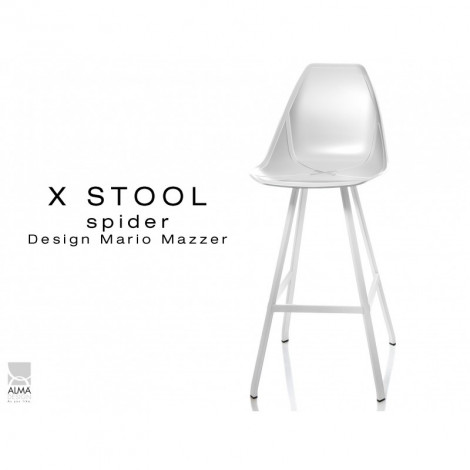 Tabouret de bar X-STOOL Spider 75 - piétement peint blanc assise coque - Lot de 2 pièces.|Tabouret|100chaises