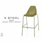 Tabouret design X-STOOL Four 75 - piétement vert militaire assise coque - Lot de 2 tabourets|Tabouret|100chaises Tabouret design X-STOOL Four 75 - piétement vert militaire assise coque - Lot de 2 tabourets|Tabouret|100chaises