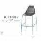 Tabouret design X-STOOL Four 75 - piétement gris aluminium assise coque - Lot de 2 tabourets|Tabouret|100chaises Tabouret design X-STOOL Four 75 - piétement gris aluminium assise coque - Lot de 2 tabourets|Tabouret|100chaises