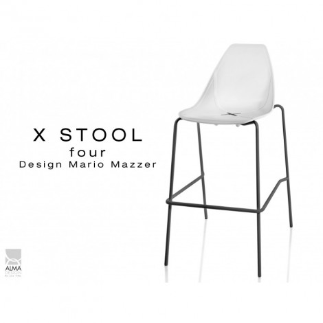 Tabouret design X-STOOL Four 75 - piétement noir assise coque - Lot de 2 tabourets|Tabouret|100chaises Tabouret design X-STOOL Four 75 - piétement noir assise coque - Lot de 2 tabourets|Tabouret|100chaises