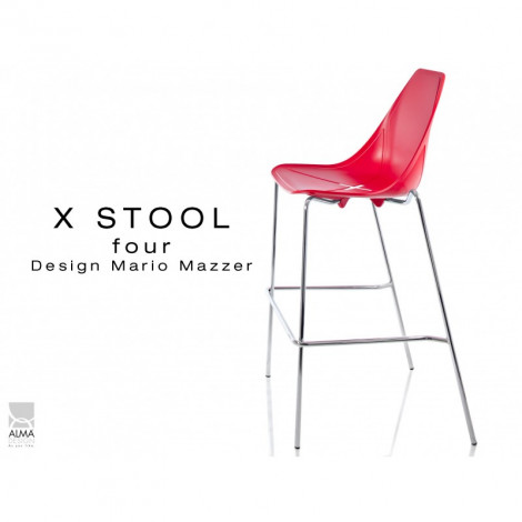 Tabouret design X-STOOL Four 75 - piétement chromé assise coque - Lot de 2 tabourets|Tabouret|100chaises Tabouret design X-STOOL Four 75 - piétement chromé assise coque - Lot de 2 tabourets|Tabouret|100chaises