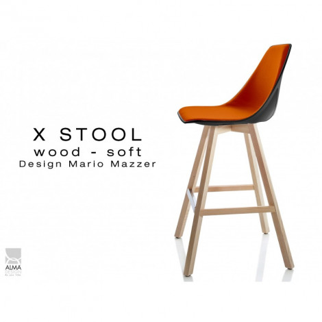 Tabouret de cuisine X-STOOL Wood Soft 69 - pied bois, assise garnie, coque blanche ou noir - Lot de 2 pièces|Tabouret|100chaises Tabouret de cuisine X-STOOL Wood Soft 69 - pied bois, assise garnie, coque blanche ou noir - Lot de 2 pièces|Tabouret|100chaises