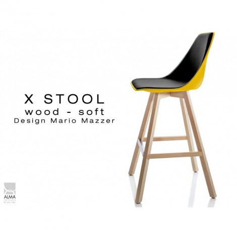 Tabouret de cuisine X-STOOL Wood Soft 69 - pied bois naturel, assise coque garnie habillage tissu - Lot de 2 pièces|Tabouret|100chaises Tabouret de cuisine X-STOOL Wood Soft 69 - pied bois naturel, assise coque garnie habillage tissu - Lot de 2 pièces|Tabouret|100chaises