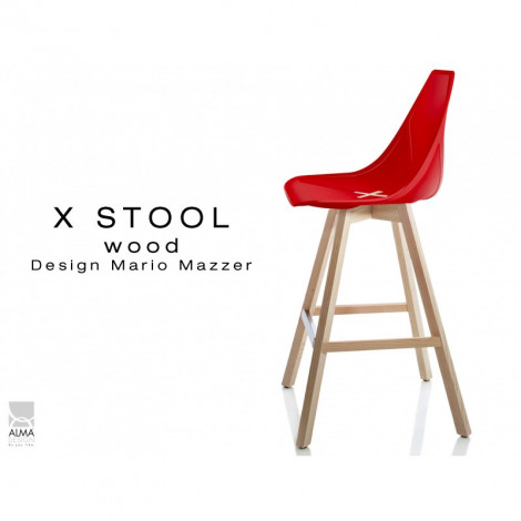 Tabouret X-STOOL Wood 69 - piétement bois naturel assise coque - Lot de 2 unités|Tabouret|100chaises Tabouret X-STOOL Wood 69 - piétement bois naturel assise coque - Lot de 2 unités|Tabouret|100chaises