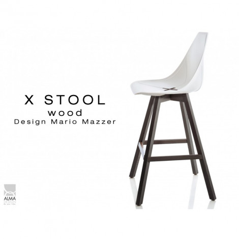 Tabouret X-STOOL Wood 69 - piétement bois gris fer assise coque - Lot de 2 unités|Tabouret|100chaises Tabouret X-STOOL Wood 69 - piétement bois gris fer assise coque - Lot de 2 unités|Tabouret|100chaises