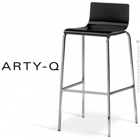 Tabouret ARTY-Q, pour C.H.R., collectivités, assise multiplis de bois peint, piétement acier peint ou chromé - Lot de 4 pièces.|Tabouret|100chaises