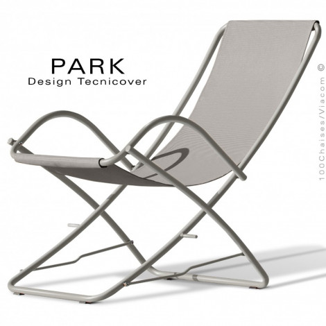Fauteuil relax confort de terrasse à bascule PARK, structure acier peinte, assise tissu Texplat - Lot de 2 pièces.|Fauteuil / Chauffeuse|100chaises
