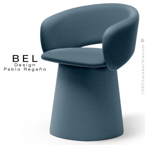 Fauteuil restauration, confort et design BEL, piétement fantaisie, assise et dossier habillage tissu bouclé bicolore.|Fauteuil / Chauffeuse|100chaises