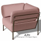 Fauteuil lounge salon d'extérieur ARI, structure acier peint, assise et dossier coussin, habillage tissu recyclé.|Fauteuil / Chauffeuse|100chaises