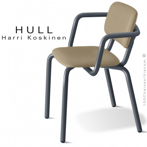 Fauteuil pour la restauration collective HULL, cantines, administratives, scolaires, structure peint, assise habillage tissu.|Fauteuil / Chauffeuse|100chaises