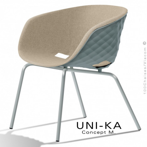 Fauteuil lounge confort, chic et tendance UNI-KA, assise coque effet matelassé, habillage tissu, piétement peint ou chromé.|Fauteuil / Chauffeuse|100chaises