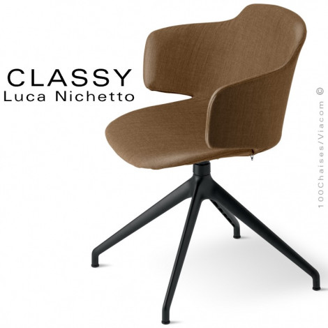 Fauteuil de bureau confort CLASSY, piétement aluminium, assise garnis de mousse, habillage tissu tissé, pivotant à 360°.|Fauteuil / Chauffeuse|100chaises