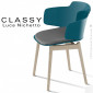 Fauteuil design confort CLASSY, piétement bois Frêne vernis, assise coque couleur avec accoudoirs et coussin - Lot de 2 pièces.|Fauteuil / Chauffeuse|100chaises