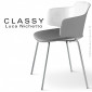 Fauteuil confort design CLASSY, piétement acier peint ou chromé, assise coque plastique couleur avec coussin - Lot de 2 pièces.|Fauteuil / Chauffeuse|100chaises
