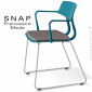 Fauteuil repas esprit rétro design SNAP, piétement luge acier peint ou chromé, assise coque plastique couleur avec coussin.|Fauteuil / Chauffeuse|100chaises