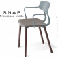 Fauteuil repas esprit rétro design SNAP, piétement hêtre vernis, assise plastique avec accoudoirs et coussin - Lot de 2 pièces.|Fauteuil / Chauffeuse|100chaises