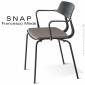 Fauteuil design, esprit rétro SNAP, piétement acier peint ou chromé, assise plastique couleur avec coussin - Lot de 2 pièces.|Fauteuil / Chauffeuse|100chaises