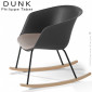 Fauteuil à bascule rocking chair DUNK, assise plastique couleur avec coussin, piétement acier et bois de hêtre, finition vernis.|Fauteuil / Chauffeuse|100chaises