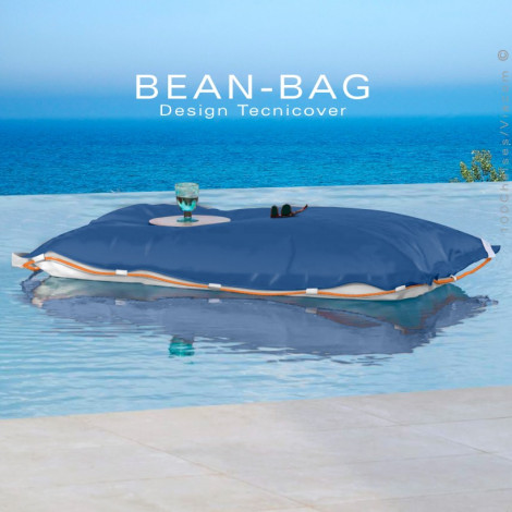 Pouf ou coussin géant XXL flottant pour piscine BEAN-BAG, petites billes de polystyrène, housse tissu hydrofuge avec corde.|Banquettes / Bancs / Poufs|100chaises