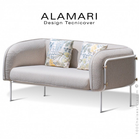 Canapé large lounge ou salon de jardin ALAMARI, usage extérieur, structure acier peint, coussin habillage tissu déperlant.|Banquettes / Bancs / Poufs|100chaises