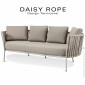 Salon de jardin, sofa, canapé large lounge DAISY-ROPE, structure acier peint, tressage cordage, assise coussin habillage tissu.|Banquettes / Bancs / Poufs|100chaises