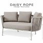 Salon de jardin, sofa, canapé lounge DAISY-ROPE, structure acier peint, tressage cordage, assise coussin habillage tissu.|Banquettes / Bancs / Poufs|100chaises