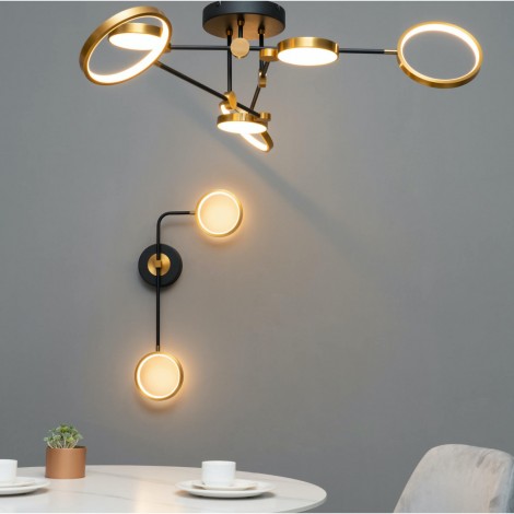 Plafonnier LED noir et doré bras entrecroisés - Tolani|Plafonnier|Kosilum