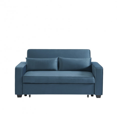 Canapé droit LENA convertible velours bleu 3 places|Canape|Baita Home