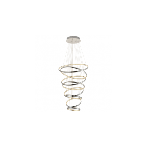 Grande suspension spirale LED argentée - Tornado|Lustre|Kosilum