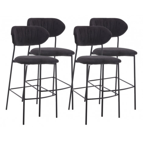 Rosita - lot de 4 tabourets - en tissu - gris anthracite|Chaise|BestMobilier
