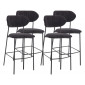 Rosita - lot de 4 tabourets - en tissu - gris anthracite|Chaise|BestMobilier