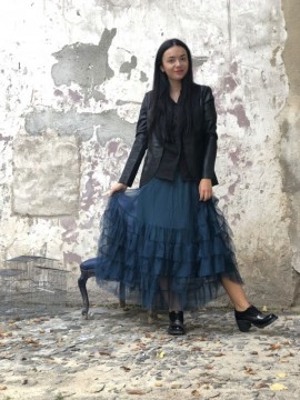 JUPON LONG CRAZY JUPON NAVY - COLLECTION TULLE