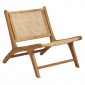 Fauteuil bas lounge incliné en bois de teck et cannage en rotin - SINA|Fauteuil / Chauffeuse|Meuble et moi