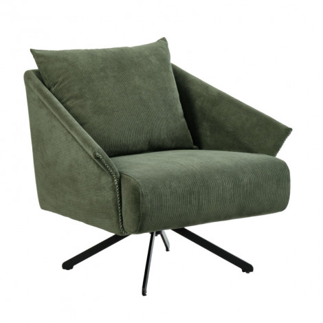 Fauteuil rotatif 360° en velours côtelé vert style rétro – ZENITA|Fauteuil / Chauffeuse|Meuble et moi