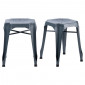 Lot 2 tabourets métal gris avec perforations sur l'assise - METALICA|Chaise|Meuble et moi