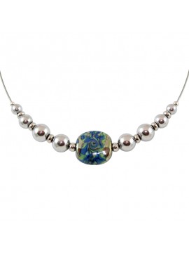Collier Style Murano et perles d'Hématite argent