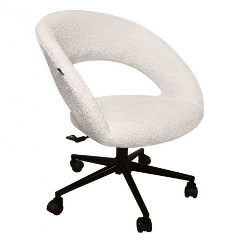 Fauteuil de bureau en tissu bouclette écru avec piètement noir - MARTY|Chaise|Meuble et moi