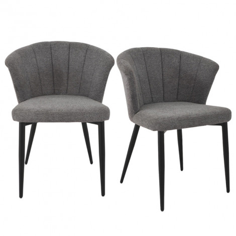 Lot 2 chaises repas en tissu gris anthracite et pieds métal – MONTREAL|Chaise|Meuble et moi