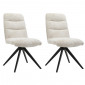 Lot 2 chaises pivotantes tissu doux écru pied croix métal noir - JULIE|Chaise|Meuble et moi
