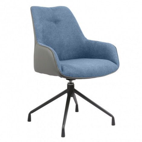 Fauteuil rotatif tissu bleu chiné et simili gris - ELLA|Chaise|Meuble et moi