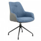 Fauteuil rotatif tissu bleu chiné et simili gris - ELLA|Chaise|Meuble et moi